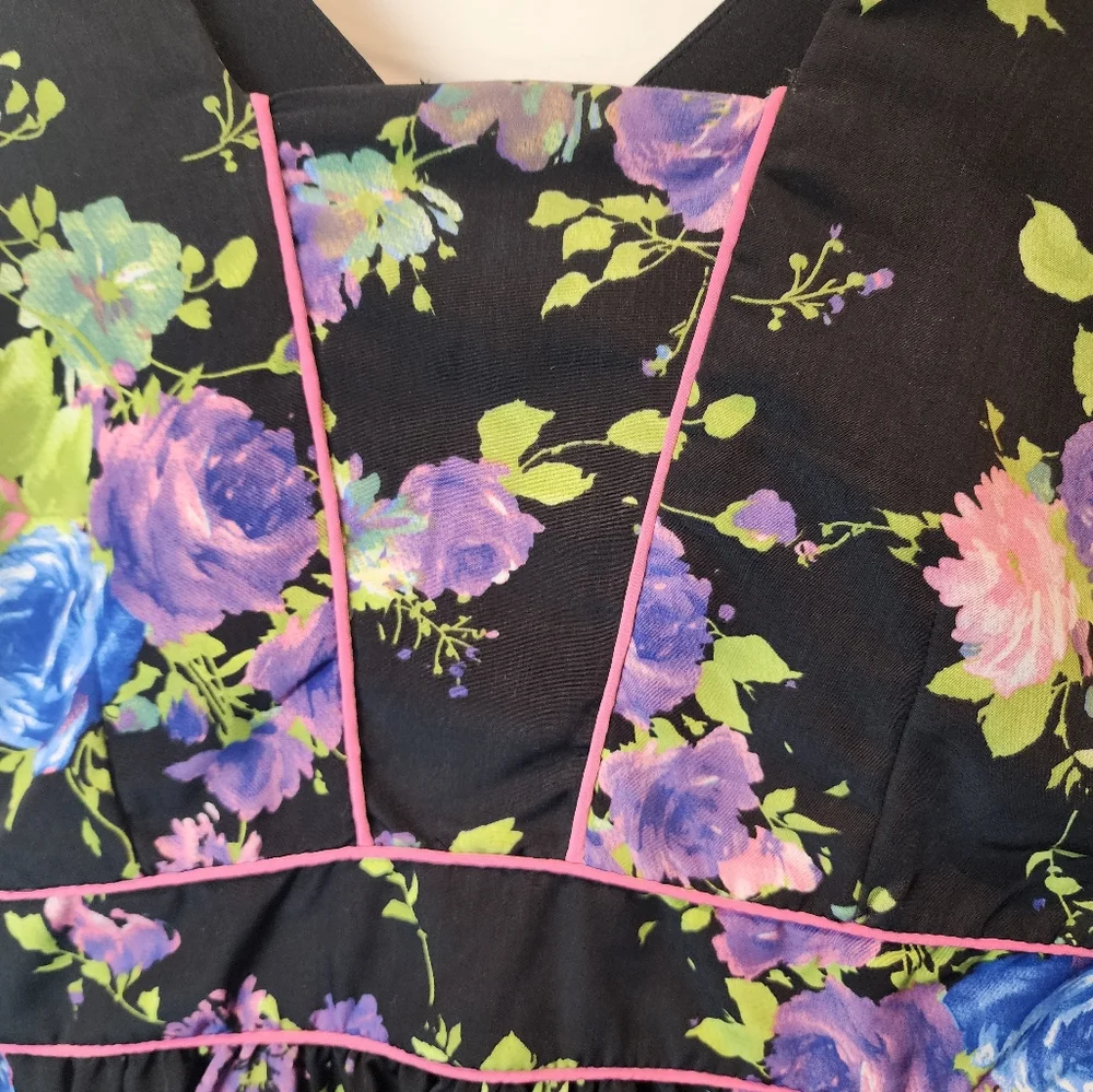 One Clothing Black Floral Sun Dress‎ Size XL
